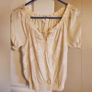 Cream peasant boho top